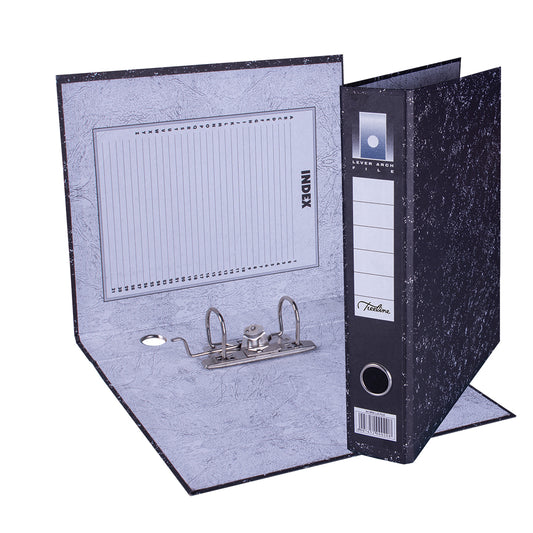 A4 Mini Lever Arch File Mottled Board with Metal Compressor - 317mm height - 50mm Spine
