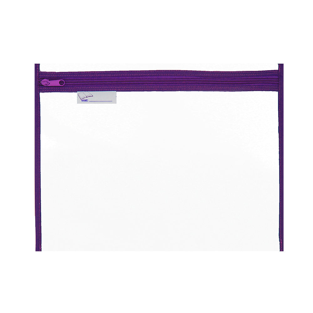 Book Bag A4 Thick PVC with Coloured Zip - Assorted