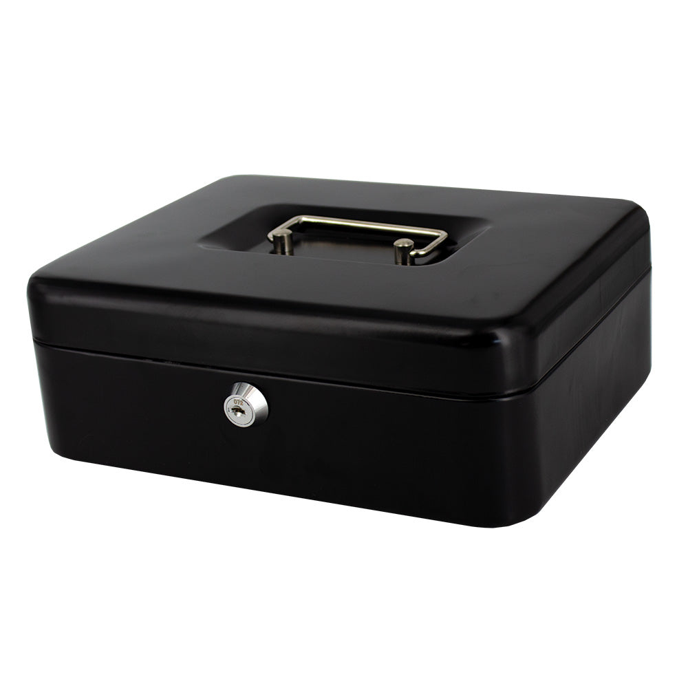 10" Cash Boxes - Metal with Keys & Inner Tray - 250mm - Black 1