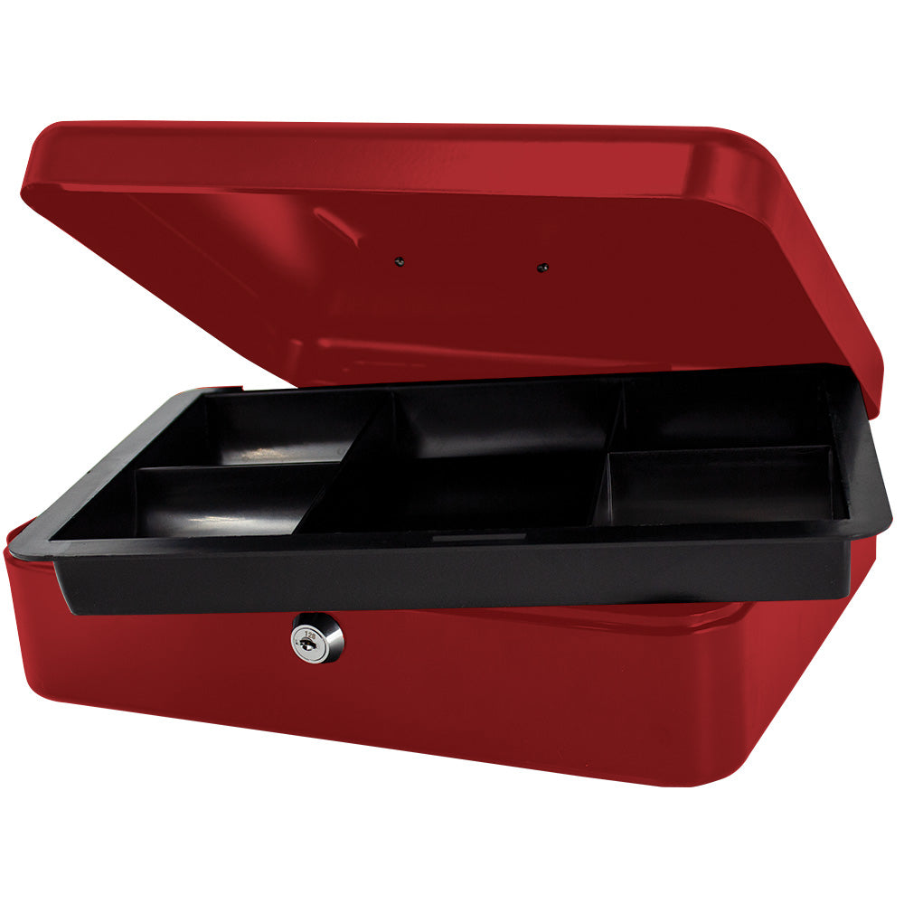 12" Cash Boxes - Metal with Keys & Inner Tray - 300mm - Red 2