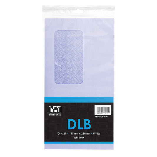 DLB Envelopes Self Seal with Window 110x220mm 80gsm - White 25's