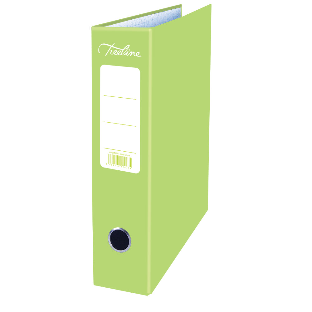 A4 Lever Arch File - Mottled Board with Metal Compressor - 317mm height - 80mm Spine - Lime Green