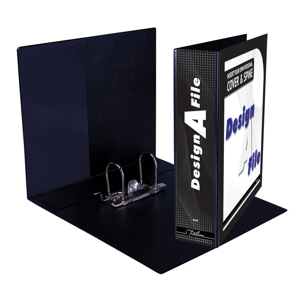 A4 Lever Arch Design-A-File PVC with Overlay & Inside Pocket - 70mm - Black