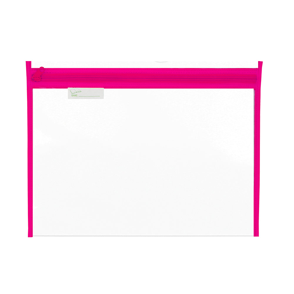 Book Bag A4 Thick PVC with Coloured Zip - Assorted