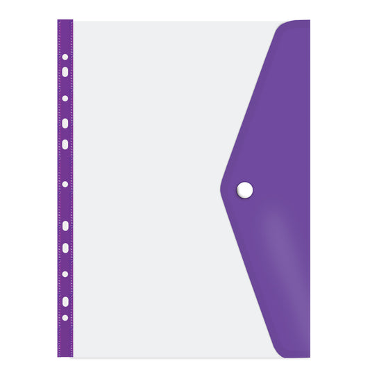 Filing Carry Folder A4 PVC with Stud open long side - Electric Purple