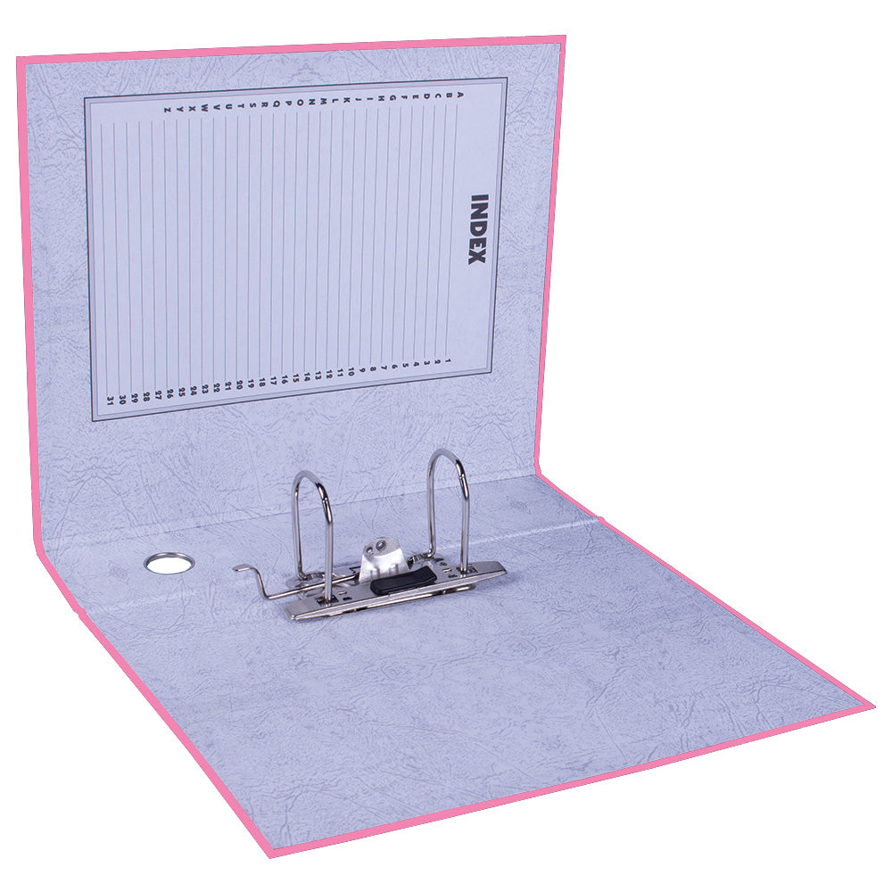 A4 Lever Arch File - Mottled Board with Metal Compressor - 317mm height - 80mm Spine - Pink