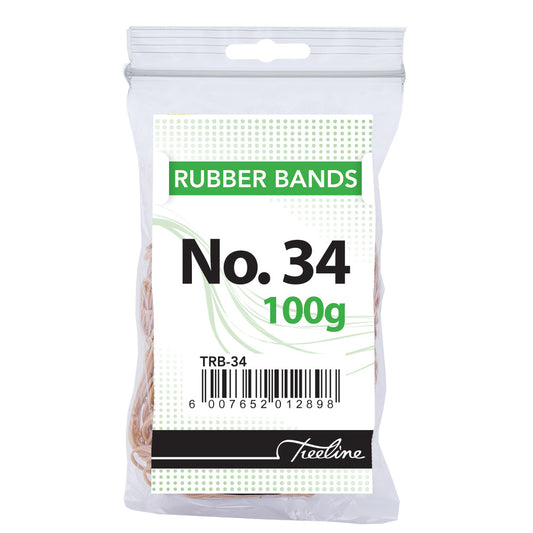 Rubber Bands 100g pack - No. 34 - 100mm Flat Length (Double) 3mm Width