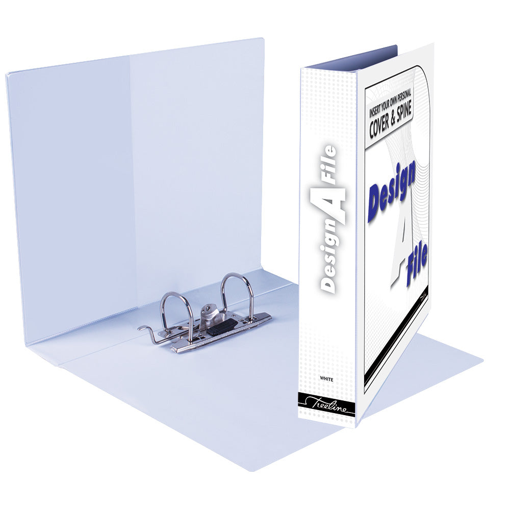 A4 Mini Lever Arch Design-A-File PVC with Overlay & Inside Pocket - 40mm - White