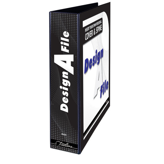A4 2D Ring Design-A-File PVC with Overlay & Inside Pocket - 50mm - Black