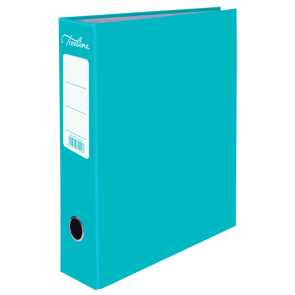A4 Lever Arch File - Mottled Board with Metal Compressor - 317mm height - 80mm Spine - Turquoise