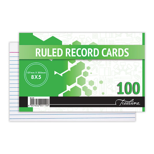 Ruled Record Cards 8x5 (127x203mm) 100 pages