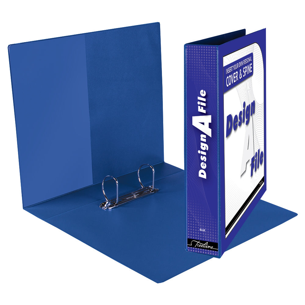 A4 2D Ring Design-A-File PVC with Overlay & Inside Pocket - 40mm - Blue