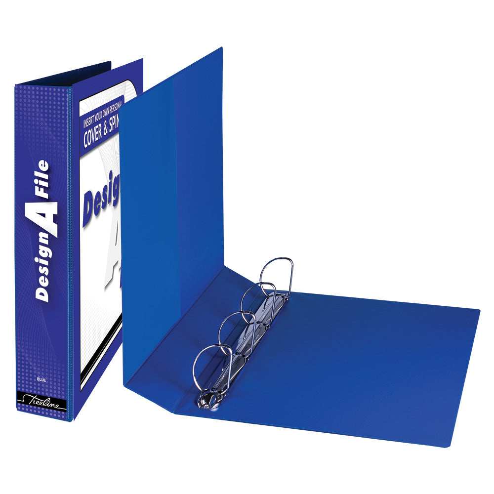 A4 4D Ring Design-A-File PVC with Overlay & Inside Pocket - 40mm - Blue
