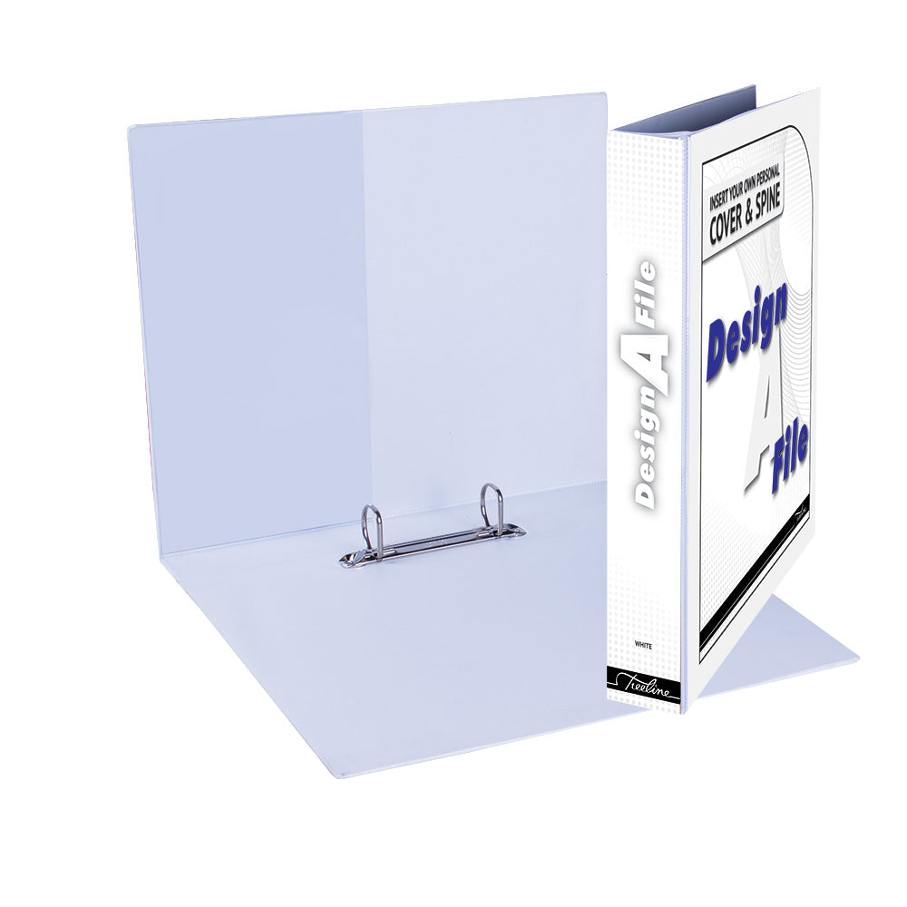 A4 2D Ring Design-A-File PVC with Overlay & Inside Pocket - 25mm - White