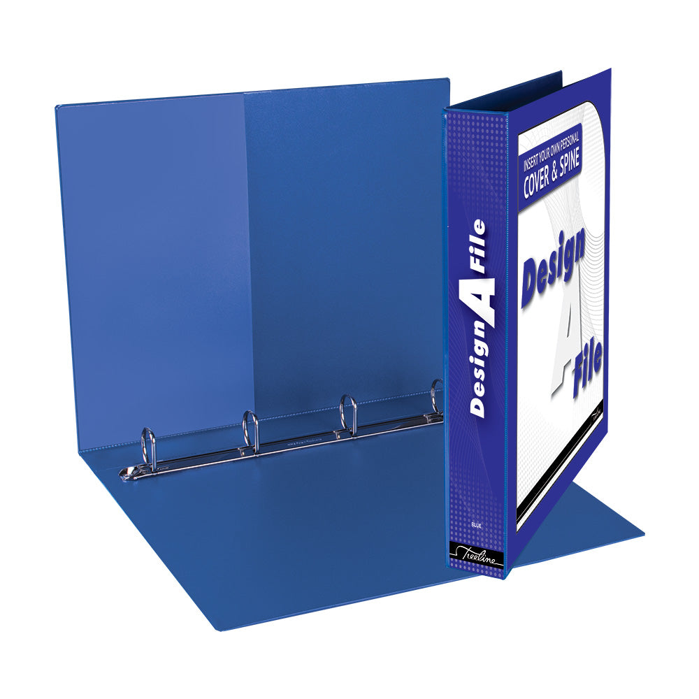 A4 4D Ring Design-A-File PVC with Overlay & Inside Pocket - 25mm - Blue