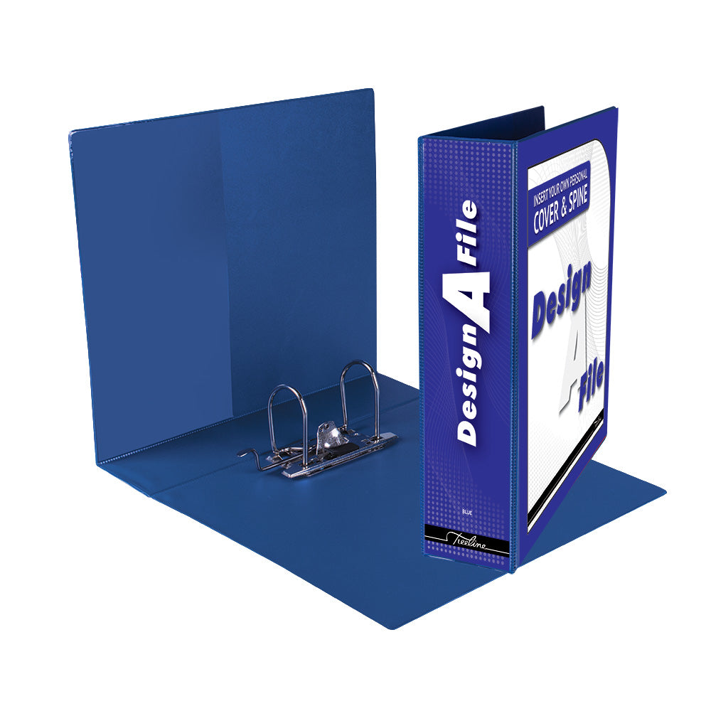 A4 Lever Arch Design-A-File PVC with Overlay & Inside Pocket - 70mm - Blue