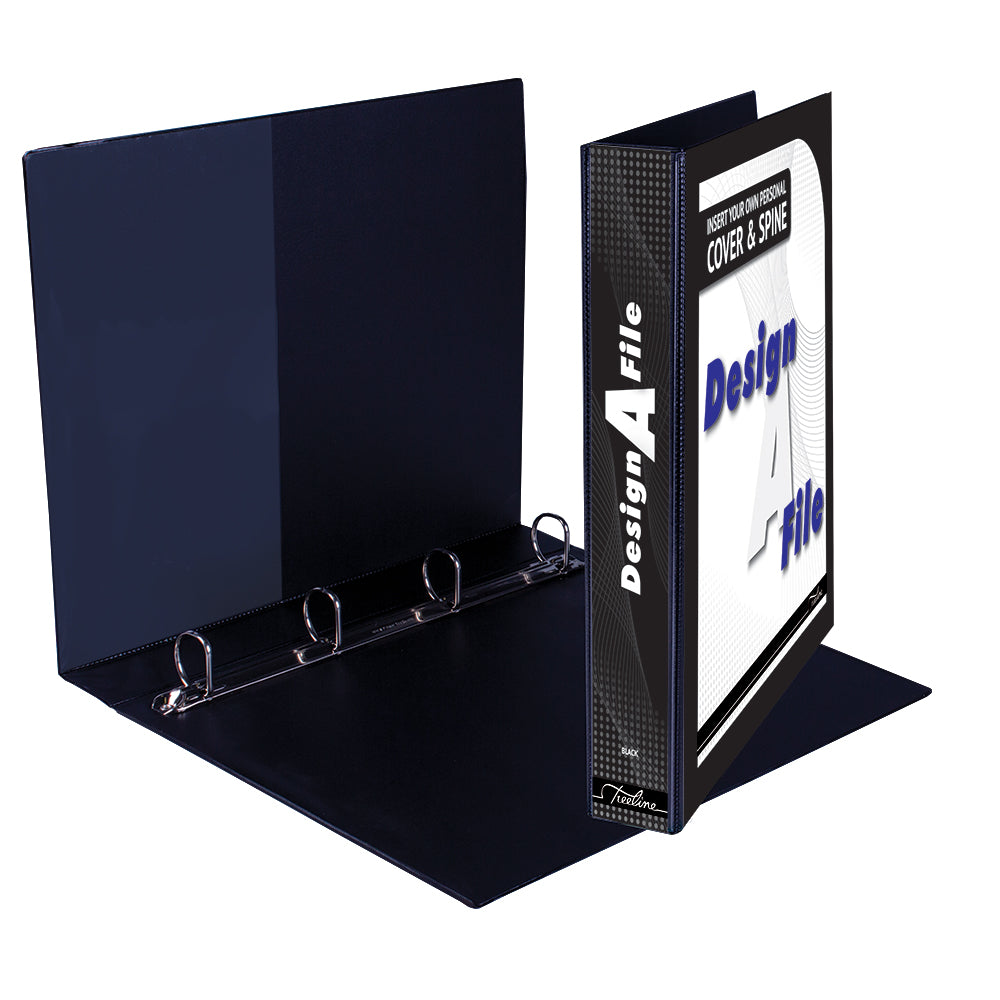 A4 4D Ring Design-A-File PVC with Overlay & Inside Pocket - 25mm - Black