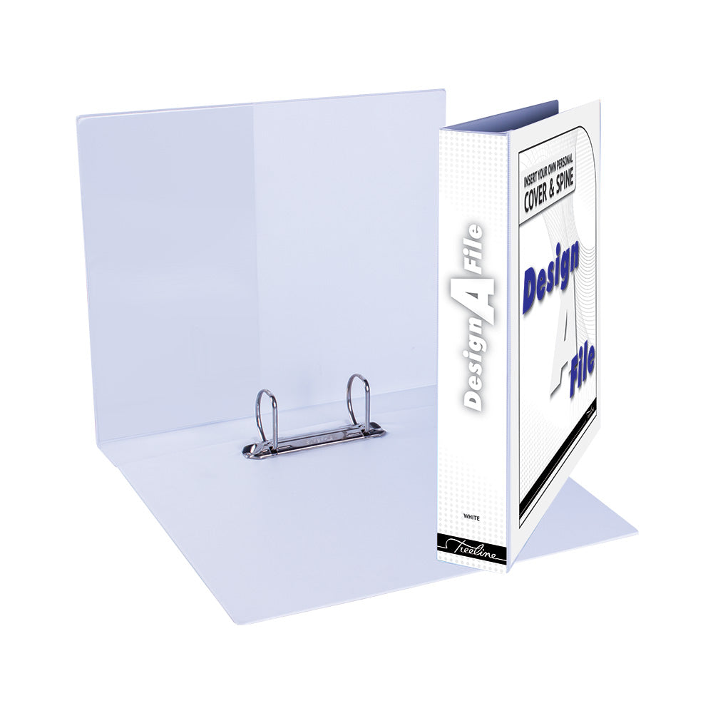 A4 2D Ring Design-A-File PVC with Overlay & Inside Pocket - 40mm - White