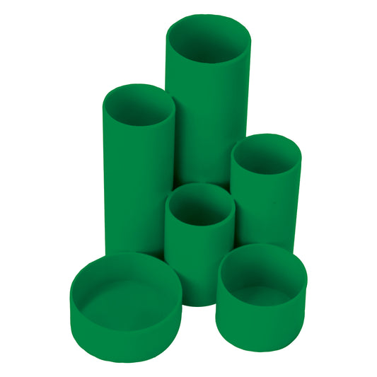 Desktop Organizer PVC Round 6 Cylinders - Green