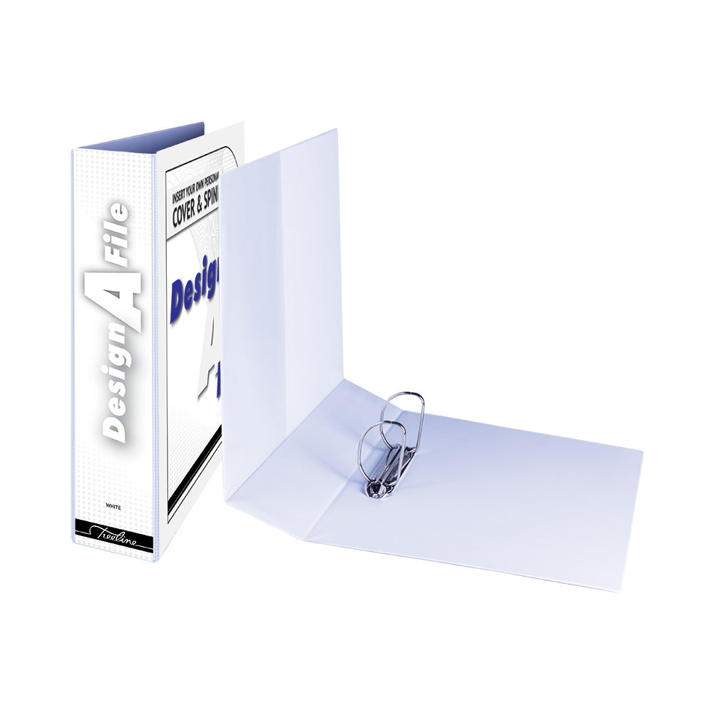 A4 2D Ring Design-A-File PVC with Overlay & Inside Pocket - 50mm - White