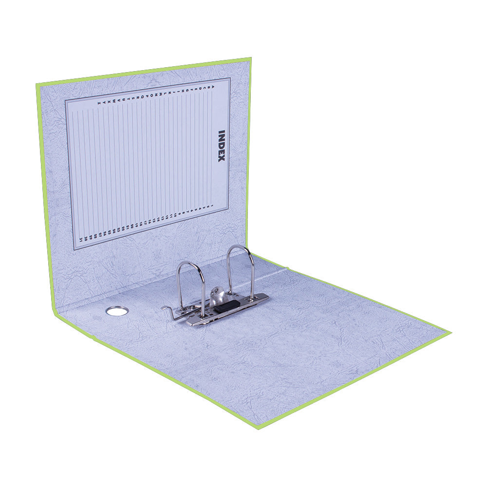 A4 Lever Arch File - Mottled Board with Metal Compressor - 317mm height - 80mm Spine - Lime Green