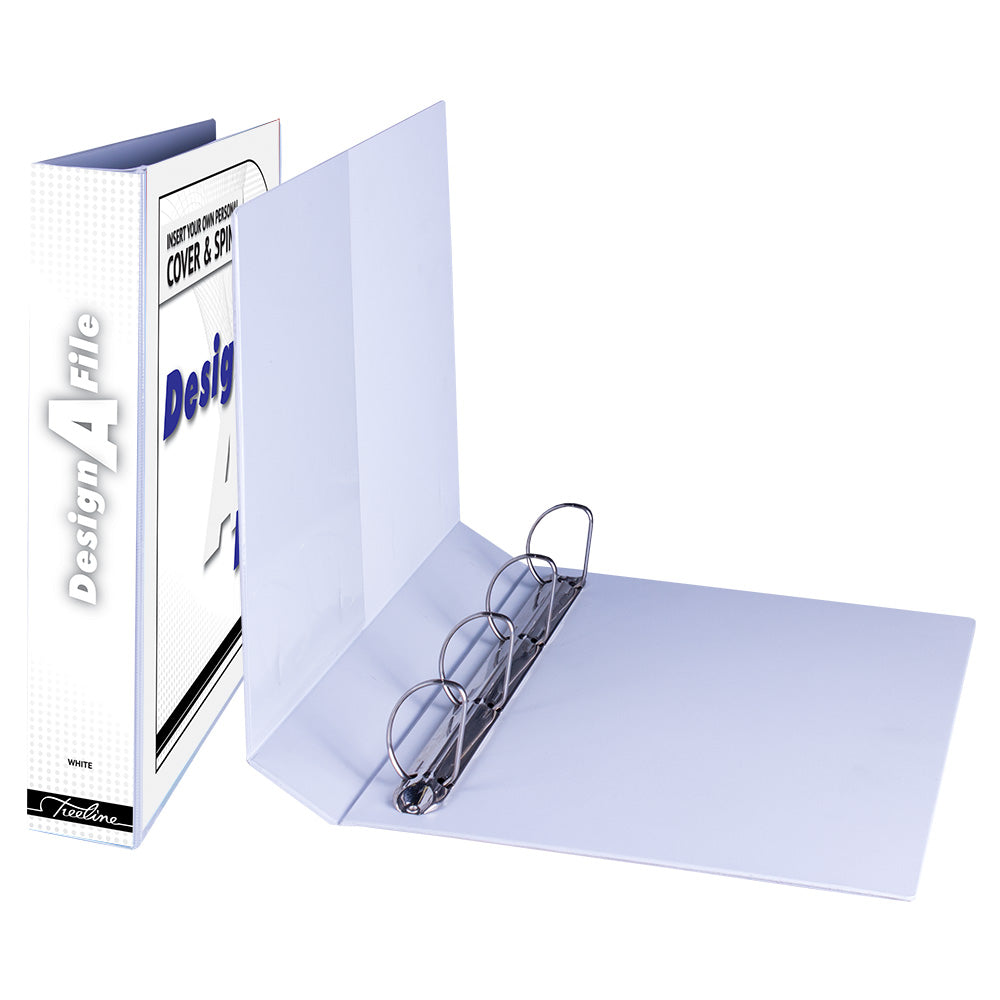 A4 4D Ring Design-A-File PVC with Overlay & Inside Pocket - 40mm - White