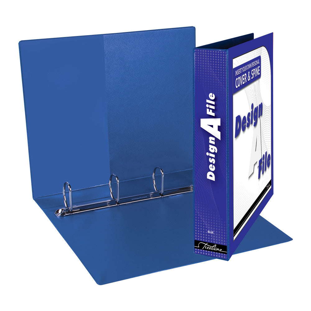A4 4D Ring Design-A-File PVC with Overlay & Inside Pocket - 40mm - Blue
