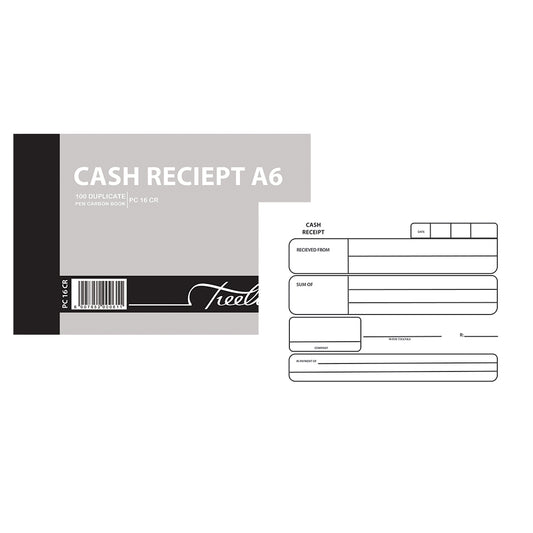 A6 Pen Carbon Book Duplicate 100's - Cash Receipt Landscape