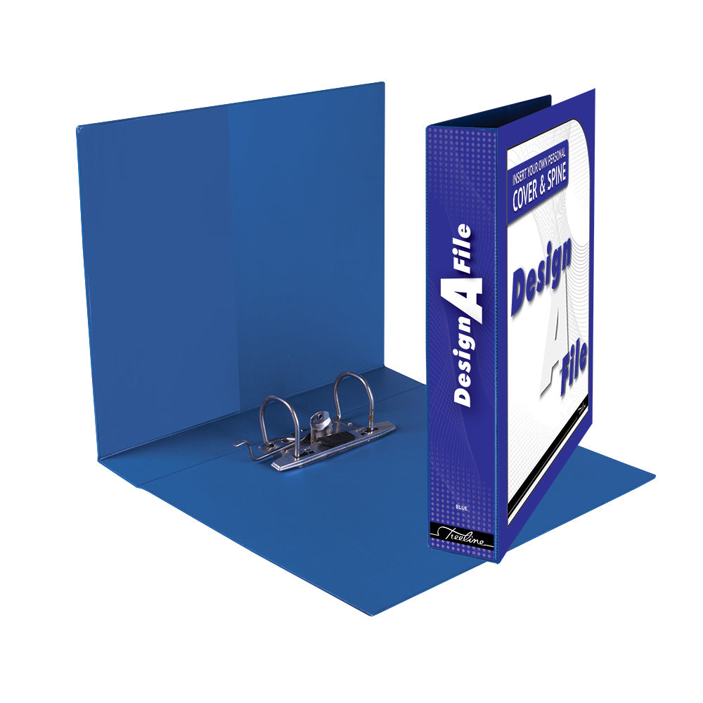 A4 Mini Lever Arch Design-A-File PVC with Overlay & Inside Pocket - 40mm - Blue