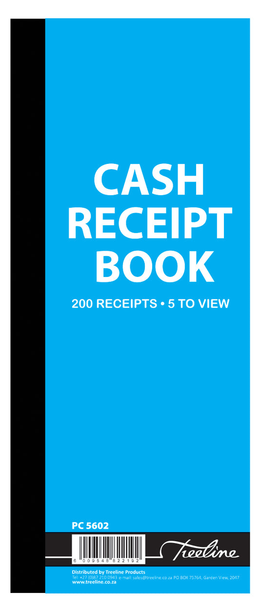 Cash Receipt Book 5 to view in Duplicate Numbered 280 x 105 - 200's
