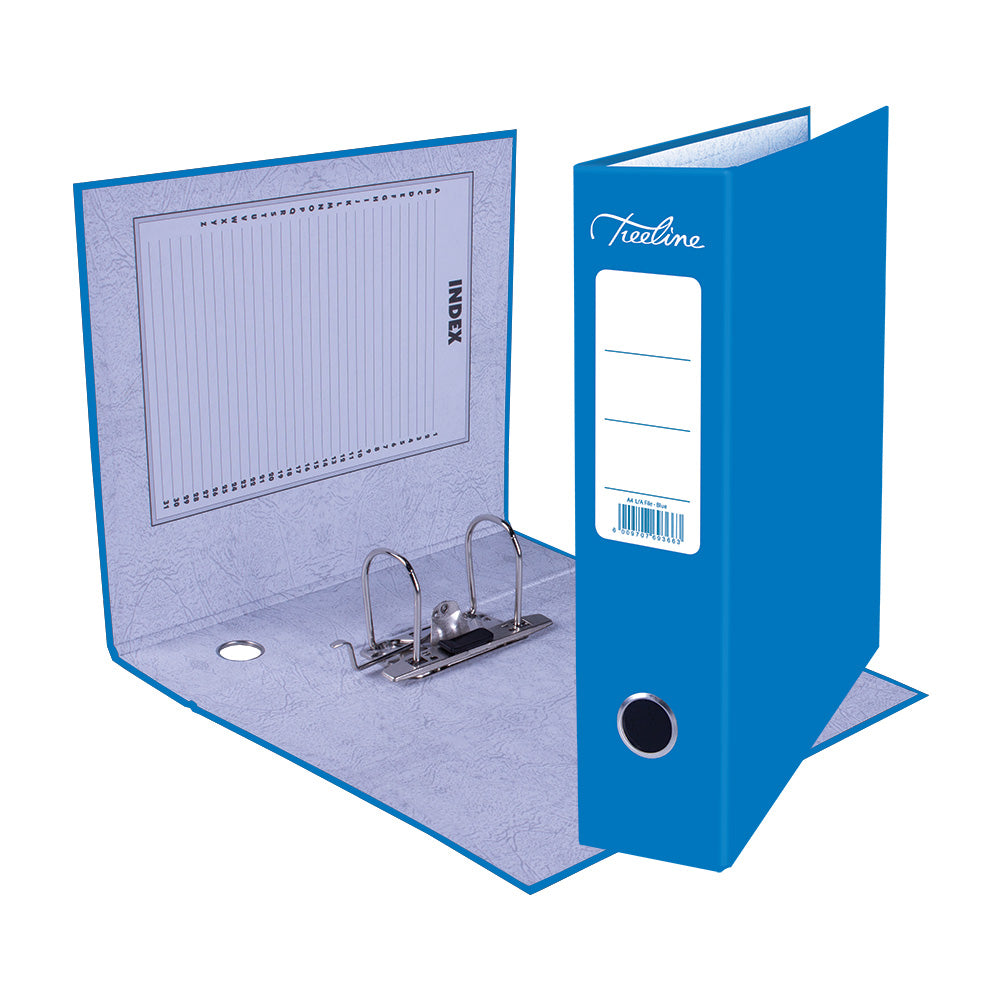 A4 Lever Arch File - Mottled Board with Metal Compressor - 317mm height - 80mm Spine - Blue