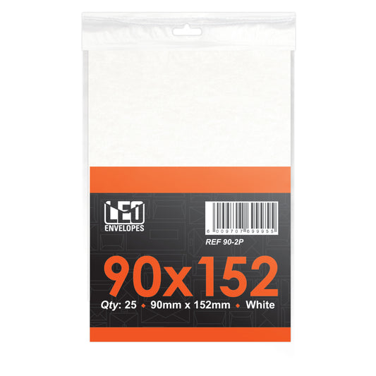 Envelopes 90x152 Gummed - White 25's