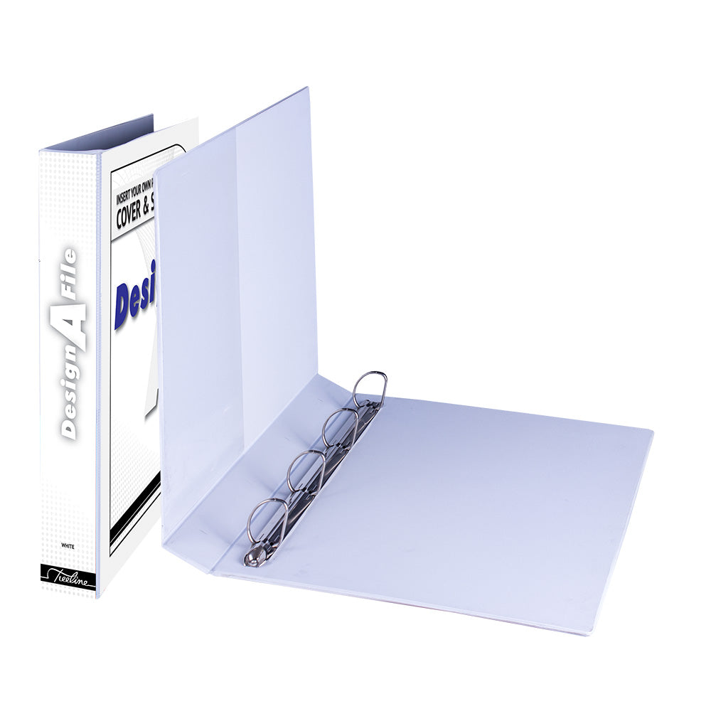 A4 4D Ring Design-A-File PVC with Overlay & Inside Pocket - 25mm - White