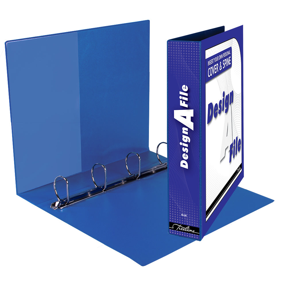 A4 4D Ring Design-A-File PVC with Overlay & Inside Pocket - 40mm - Blue