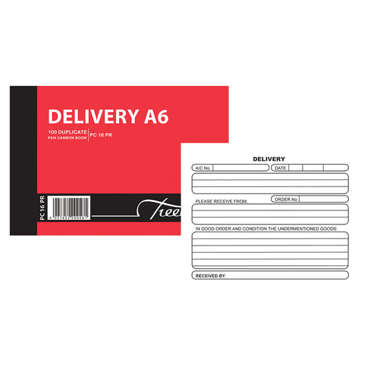 A6 Pen Crbon Book Duplicate 100's - Delivery Landscape