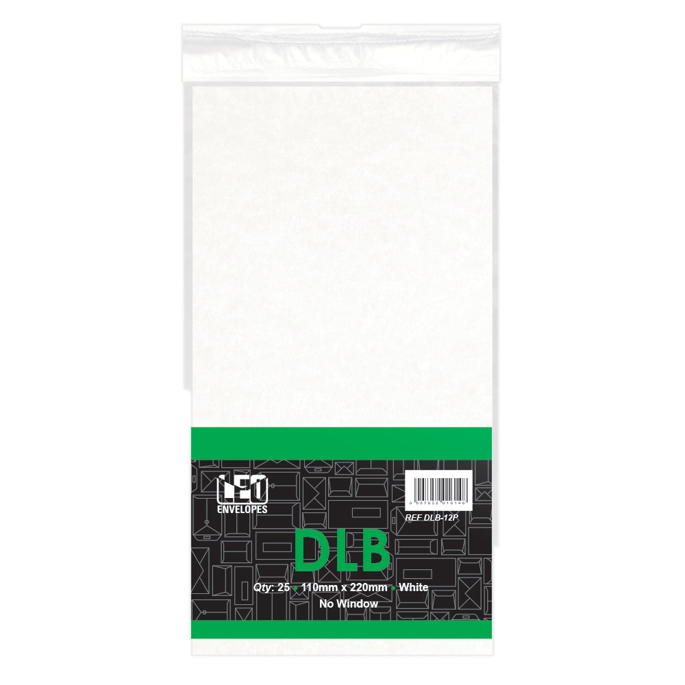 DLB Envelopes Self Seal 110x220mm 80gsm - White 25's