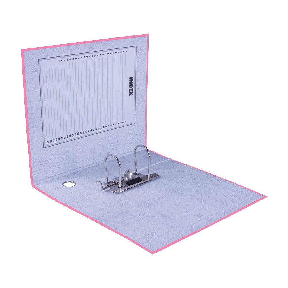 A4 Lever Arch File - Mottled Board with Metal Compressor - 317mm height - 80mm Spine - Pink