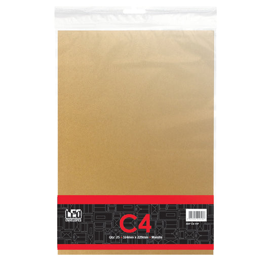 C4 Envelopes Self Seal 229x324mm 90gsm - Manilla 25's