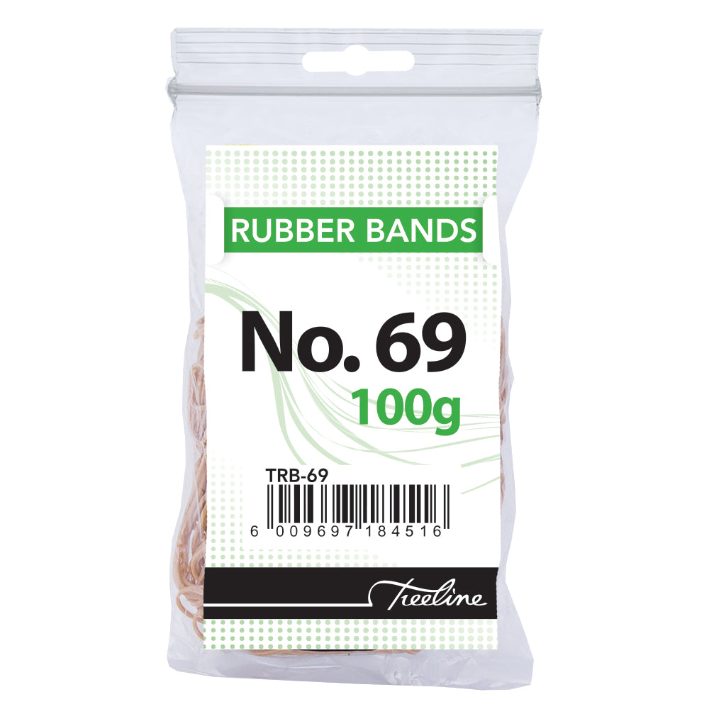 Rubber Bands 100g pack - No. 69 - 150mm Flat Length (Double) 6mm Width