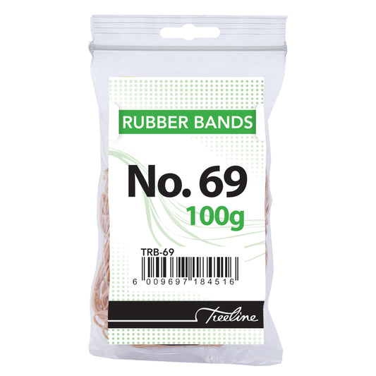 Rubber Bands 100g pack - No. 69 - 150mm Flat Length (Double) 6mm Width