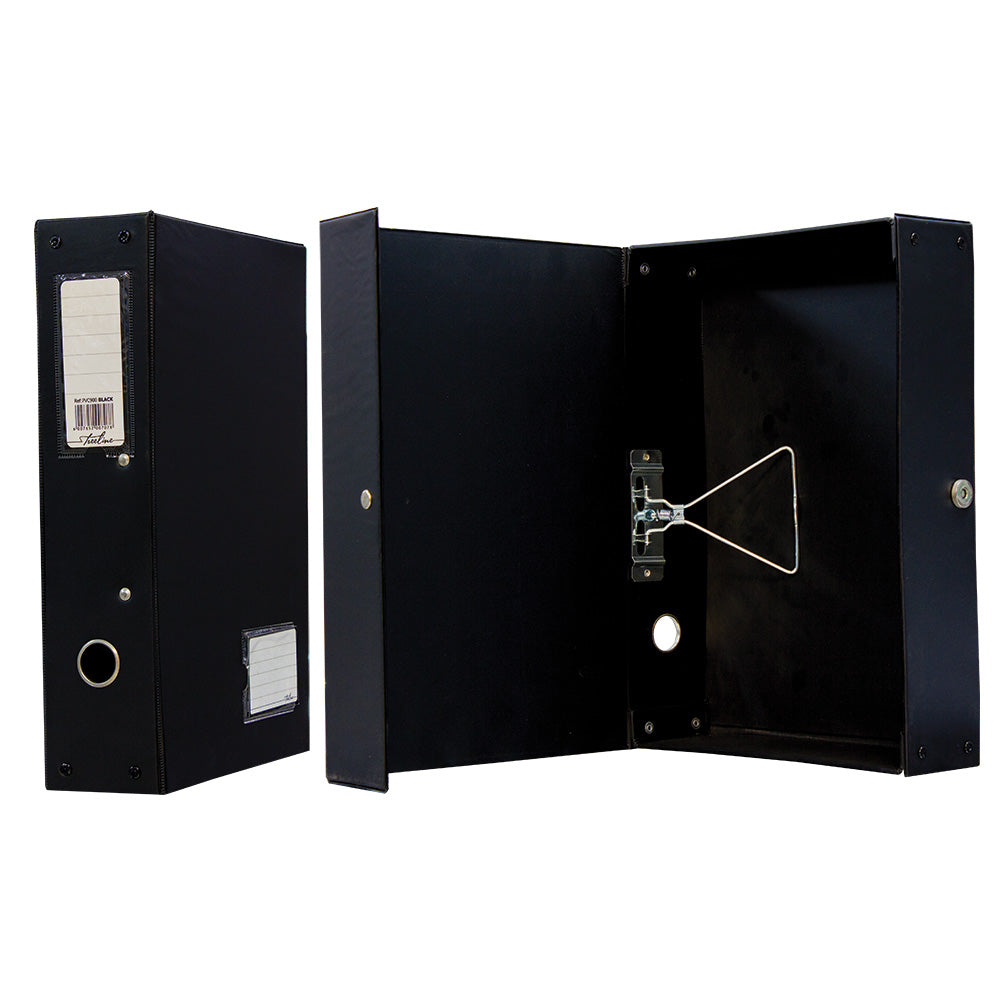 Spring Clip Box File PVC Magnetic Stud to Close - Black