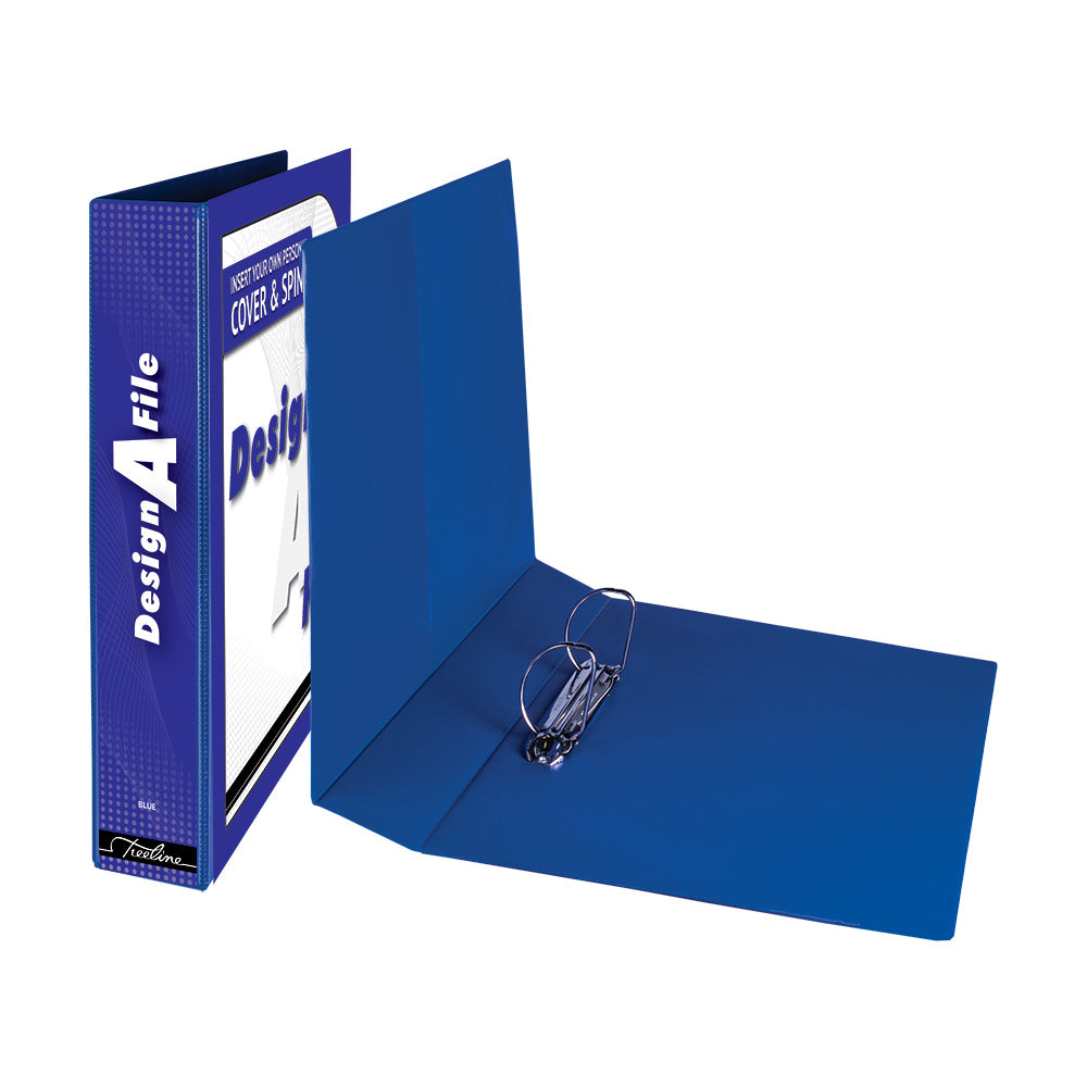 A4 2D Ring Design-A-File PVC with Overlay & Inside Pocket - 40mm - Blue