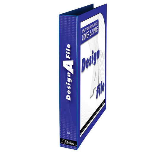 A4 2D Ring Design-A-File PVC with Overlay & Inside Pocket - 25mm - Blue