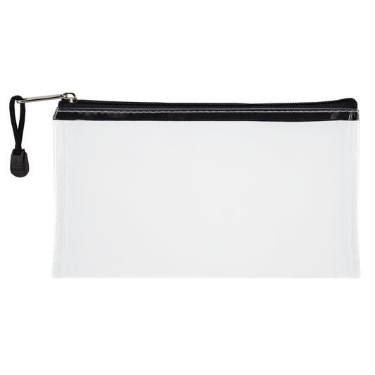Transparent Pencil Bag with Coloured Zip - 22cm - Black