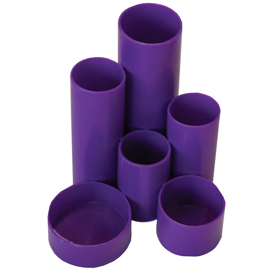 Desktop Organizer PVC Round 6 Cylinders - Purple