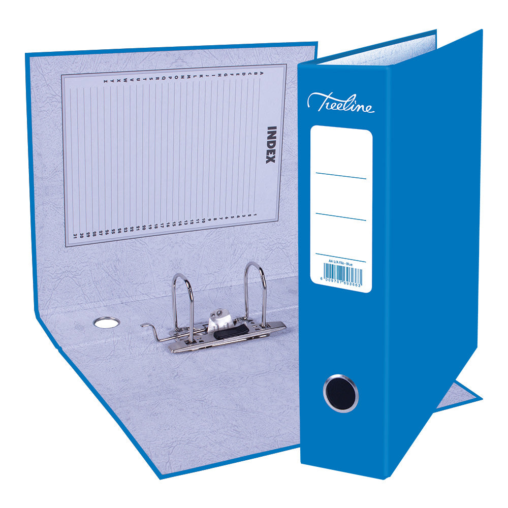 A4 Lever Arch File - Mottled Board with Metal Compressor - 317mm height - 80mm Spine - Blue