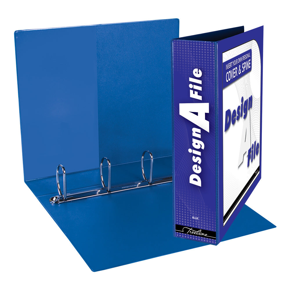 A4 4D Ring Design-A-File PVC with Overlay & Inside Pocket - 50mm - Blue