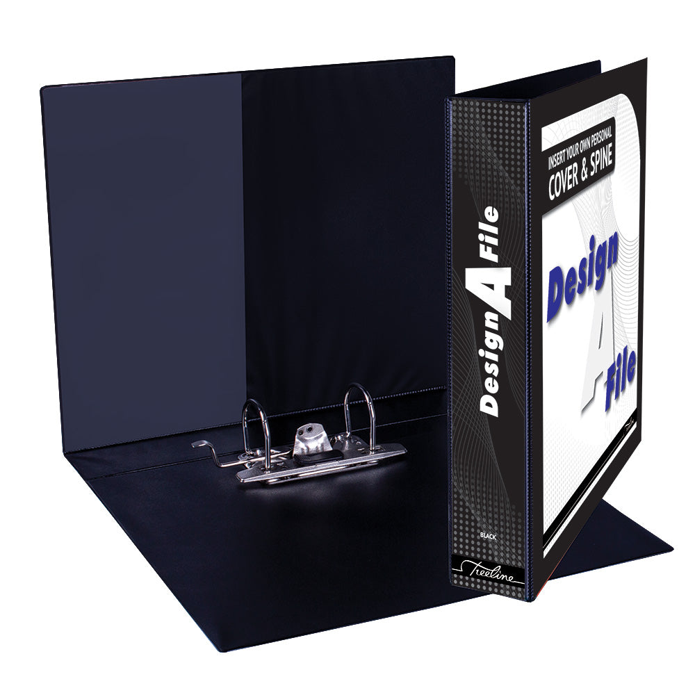 A4 Mini Lever Arch Design-A-File PVC with Overlay & Inside Pocket - 40mm - Black