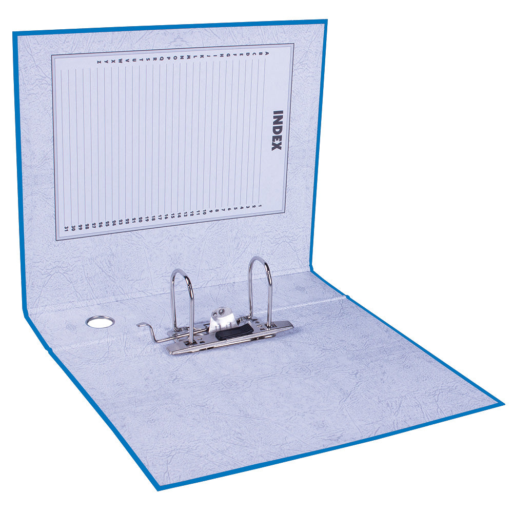 A4 Lever Arch File - Mottled Board with Metal Compressor - 317mm height - 80mm Spine - Blue