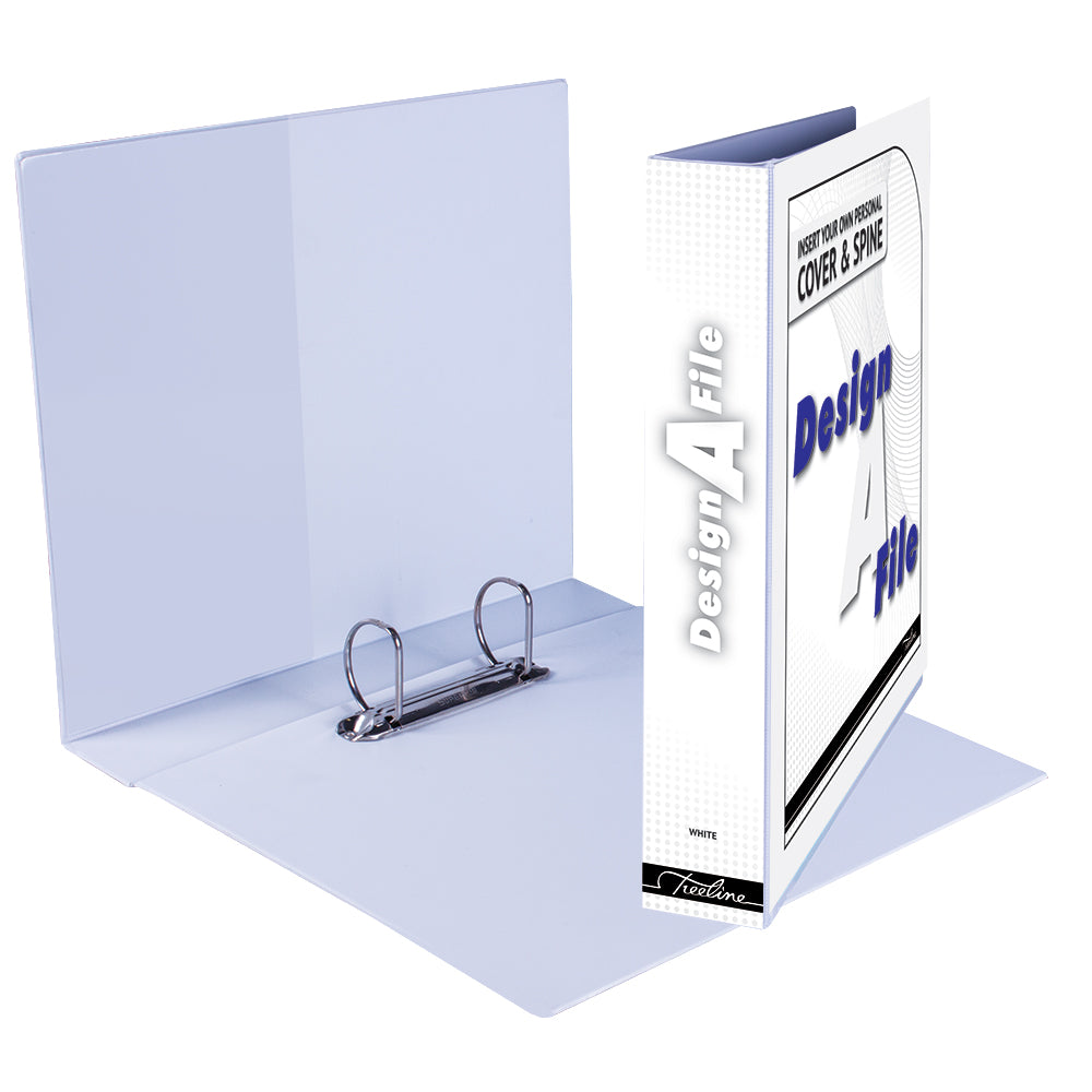 A4 2D Ring Design-A-File PVC with Overlay & Inside Pocket - 40mm - White